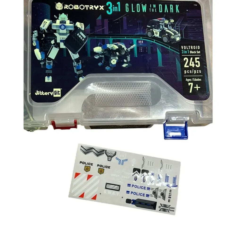Jitterygit Robotryx 3-in-1 Glow in the Dark Robot Police kit NWT